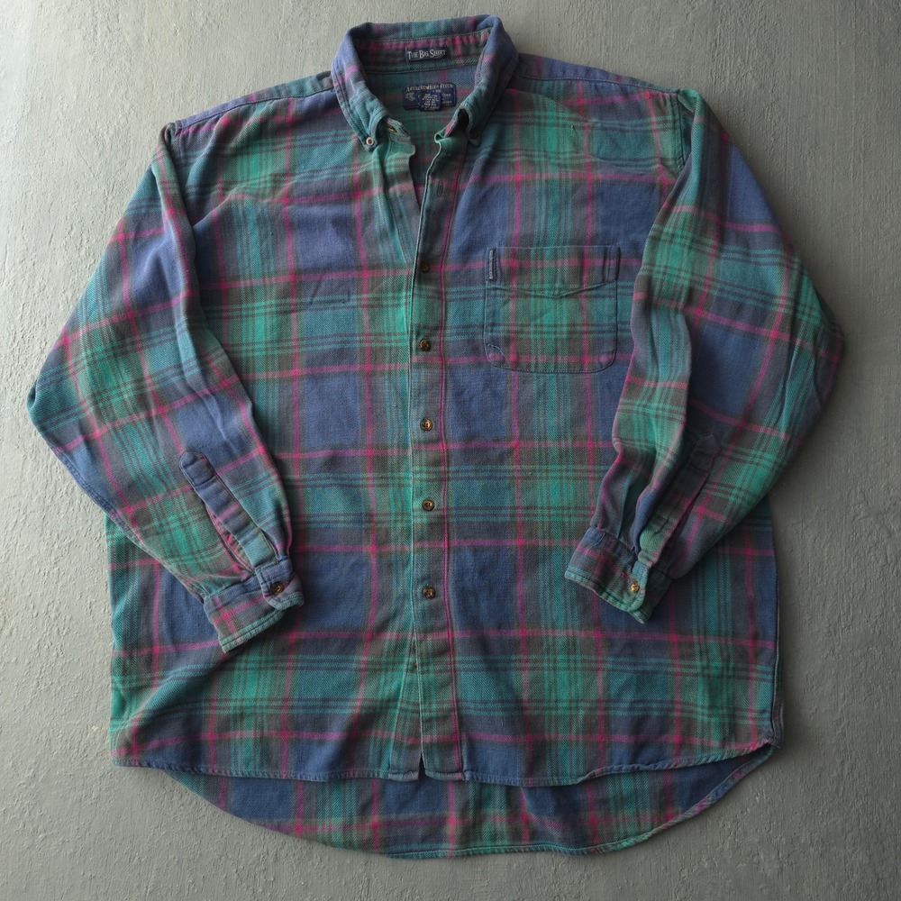 Vintage 90s Abercrombie & Fitch Blue Green Plaid Flannel Shirt XL 90s Grunge